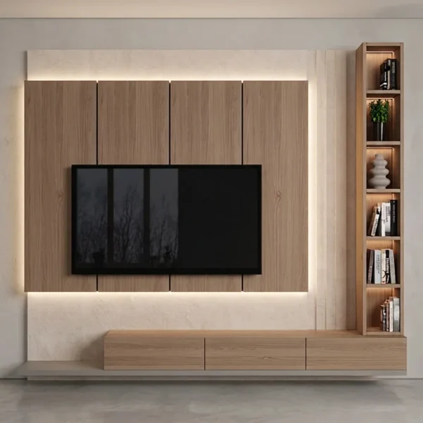 Aalron TV Wall with LED Backlit Panel